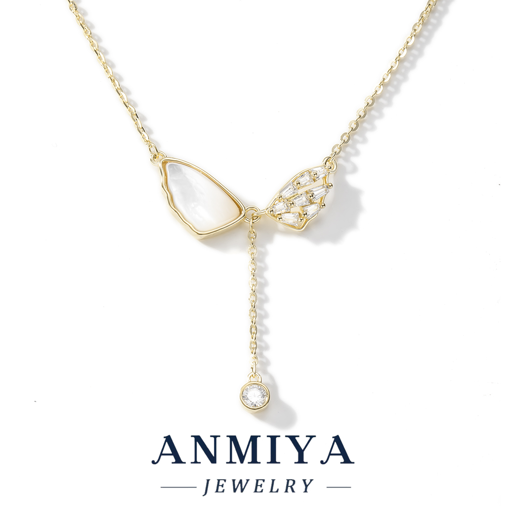 925 Sterling Silver Gold-Plated Butterfly Necklace Cubic Zirconia Elegant Minimalist Design Trendy Link Chain Unisex Daily Wear