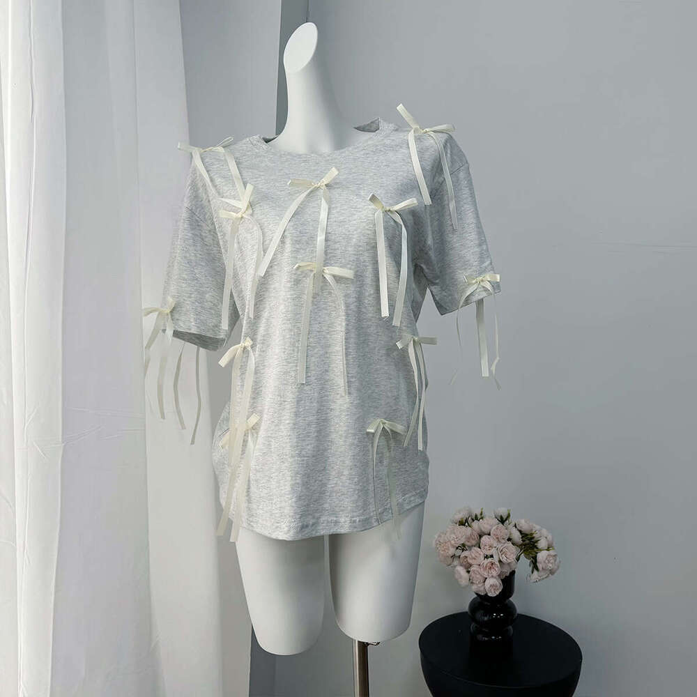 Summer New Long Tassel Short Sleeve T-Shirt For Women Casual Loose Pure Cotton Top Ins Style B5