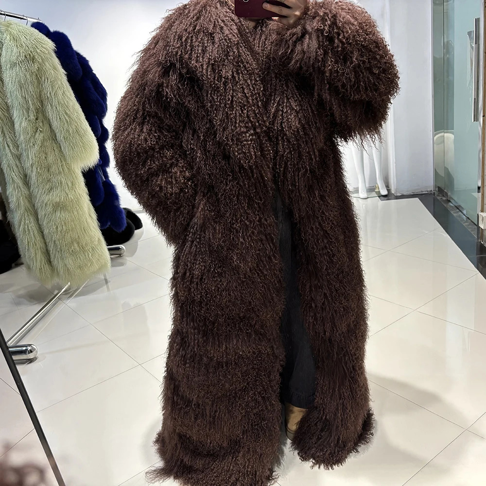 YOLOAgain Long Mongolian Sheep Fur Coat Women Fur Jacket Winter Outerwear Warm 250723