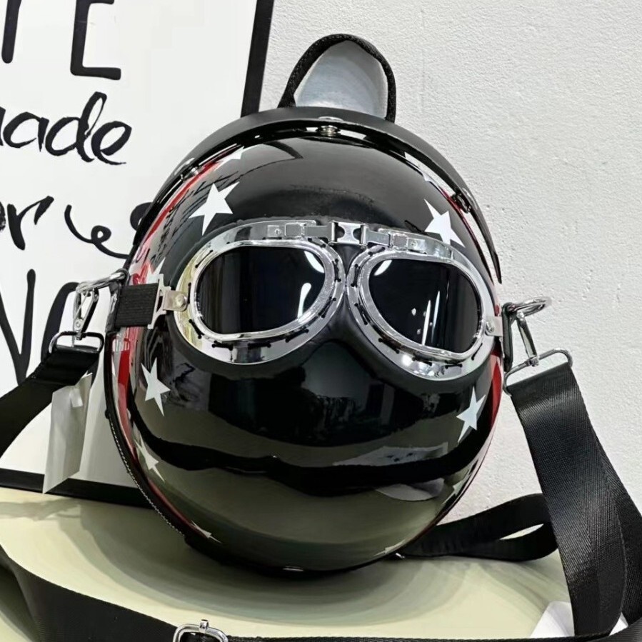 2025 New Helmet Funny Cute Fashion Street Trendy Double Shoulder Crossbody Handbag ddmymoon
