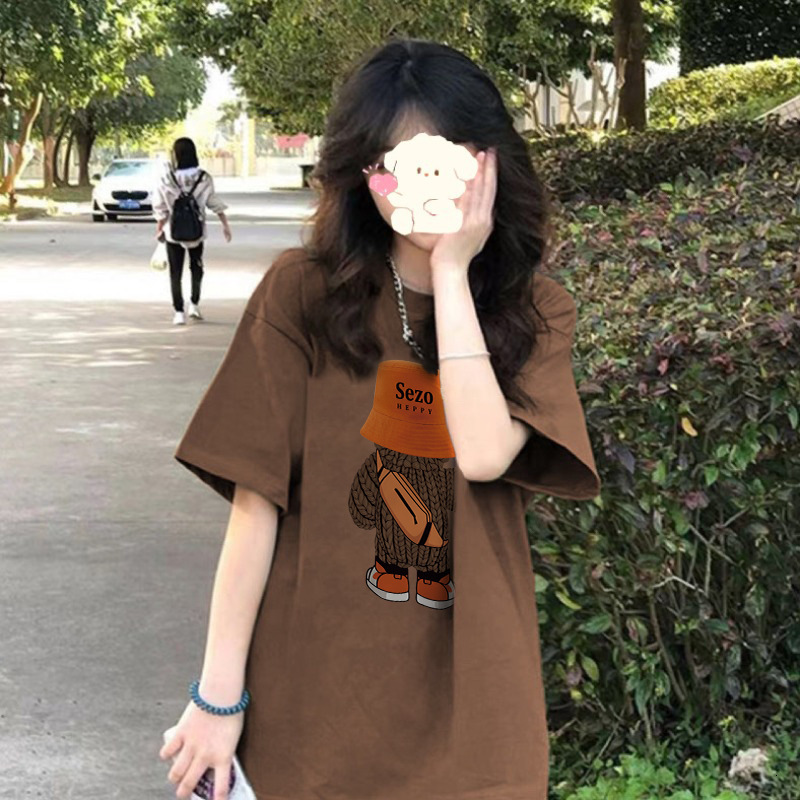 2025 pure cotton short sleeved women's T-shirt summer new high-end plus size casual versatile loose round neck basic shirt top new designer T-shi