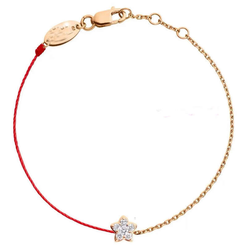 French Paris Little Red Rope Valentine's Day Girlfriend Zodiac Year Handmade Woven Lucky Five-Pointed Star Bracelet New