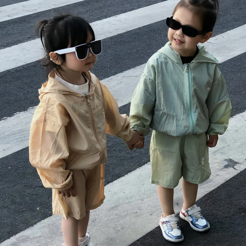 Summer Childrens Sunscreen Clothing Set Fashion Jacketsshorts 2pcs Sport Suits for Kids Boys Girls Tracksuits Baby Outfits 250729