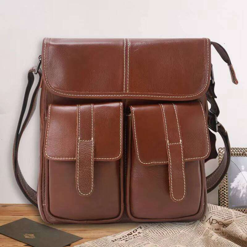 OLOEY 2025 Genuine Male's Crossbody Casual Business Real Leather Men's Messenger Bag Vintage Men Zipper Shoulder Handbags