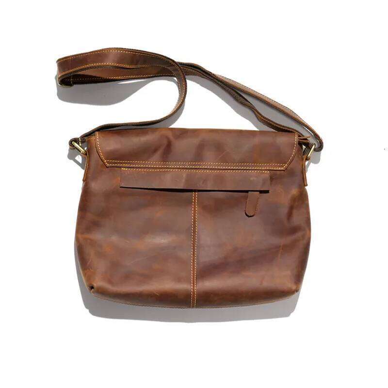 PNDME fashion trend vintage crazy horse cowhide men's shoulder outdoor casual daily designer genuine leather messenger bag OLOEY