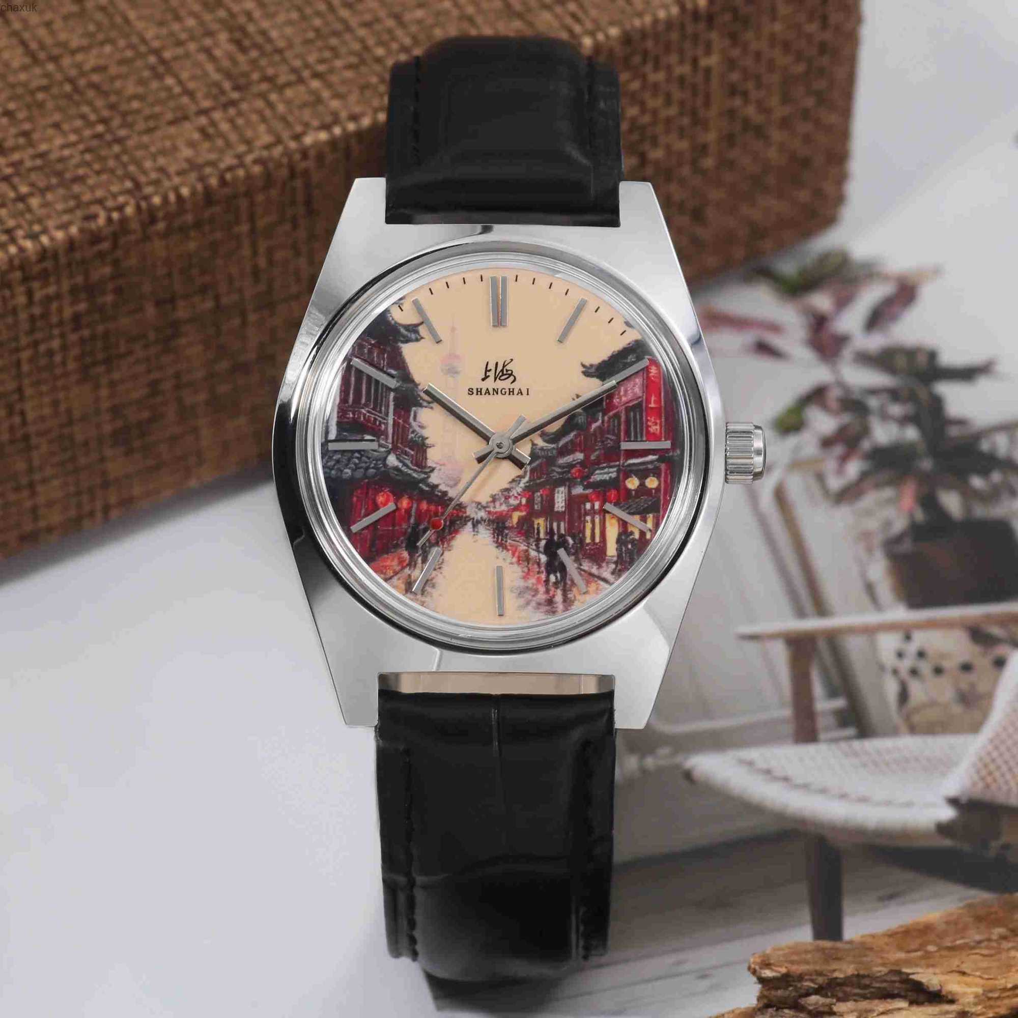 Shanghai 36MM Hand-Wind Mechanical 7120 Waterproof Bauhaus Design for Men enamel dial S250730