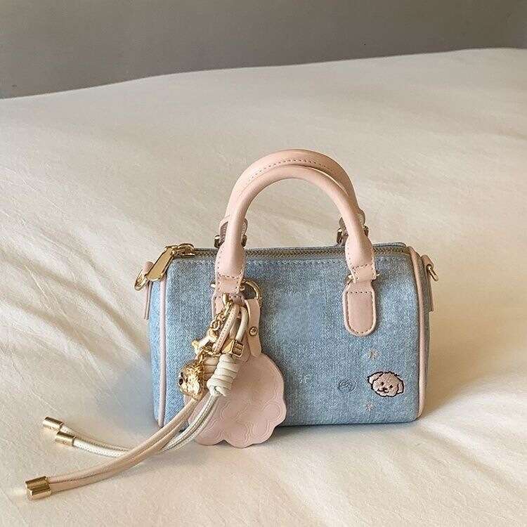 2025 New Soft Pink Morning Light Pillow Denim Fashion Single Shoulder Crossbody Handheld Stylish Women's Bag Trend