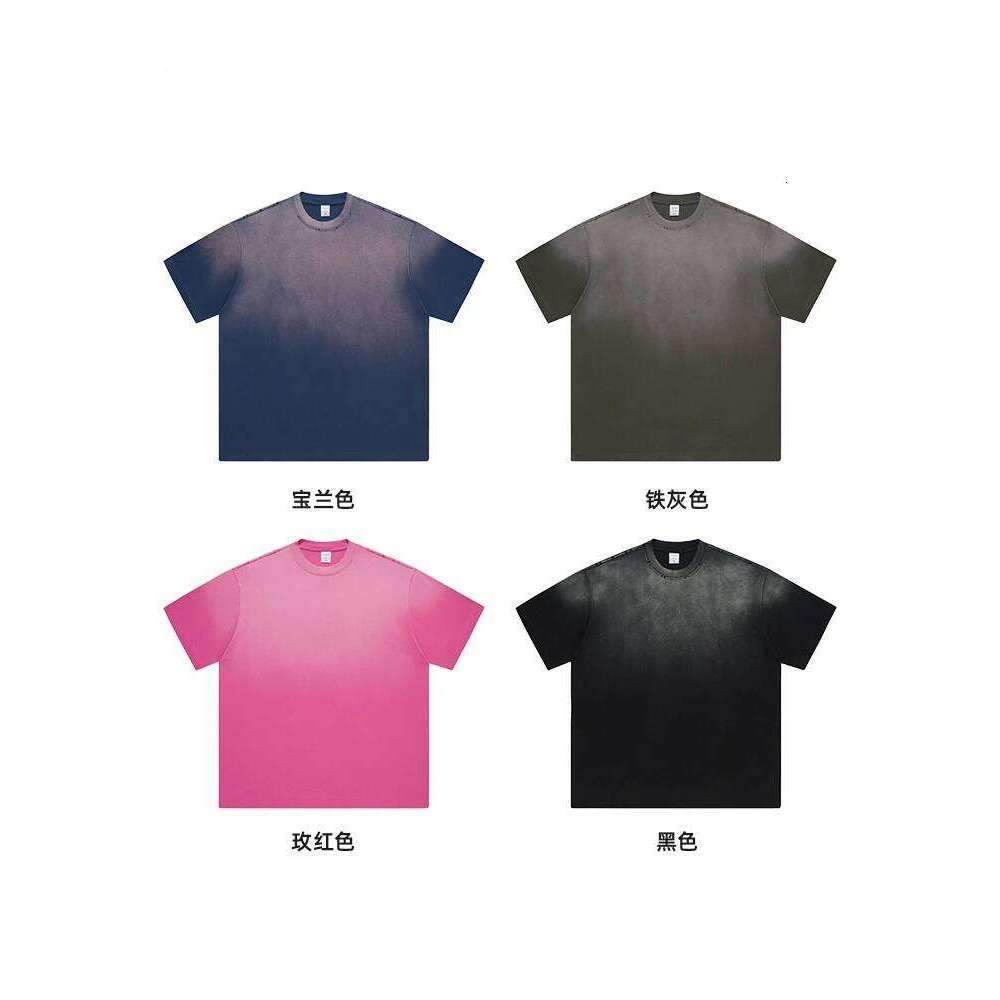 ZODF New Men's Summer Washed Gradient Cotton T-Shirts Unisex Women Retro Distressed 310gsm Ripped T Shirt Brand Tops HY0859