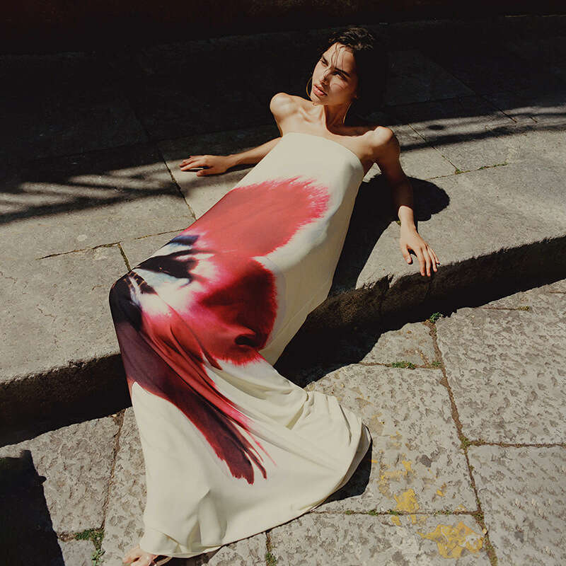 Yds271 Women's Summer New Color-Block Sleeveless Sexy Printed Tube Top Long Dress B5