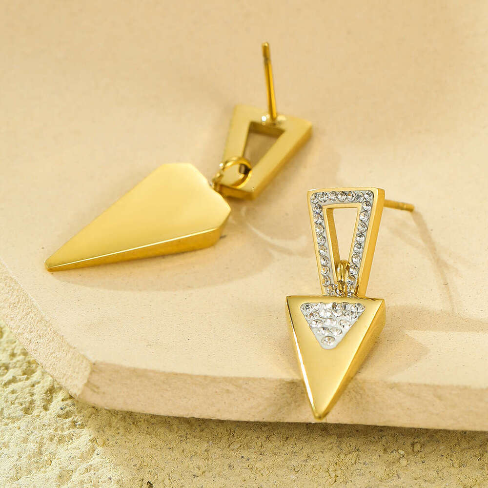 Titanium Long Style High-end Jewelry Gold Stainless Steel Winter Stud Drop Earrings for Women