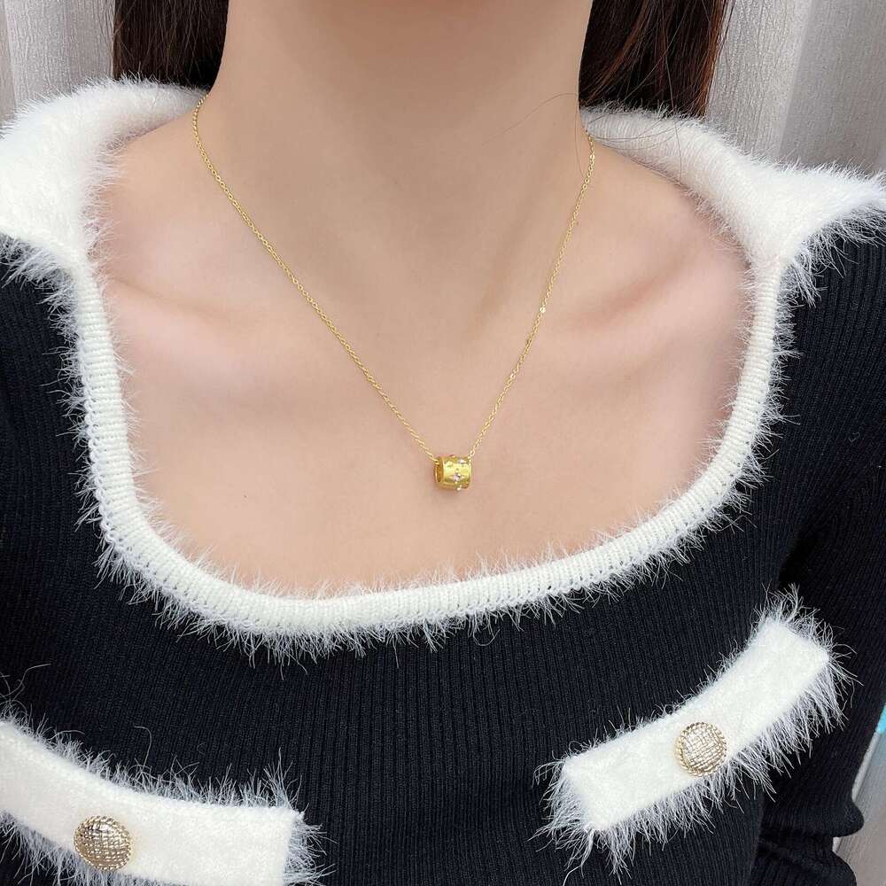 Colorful Pendant Necklace New Chinese Style Filigree Fortune Bead Slim Waist Elegant Versatile Collarbone Chain ffc