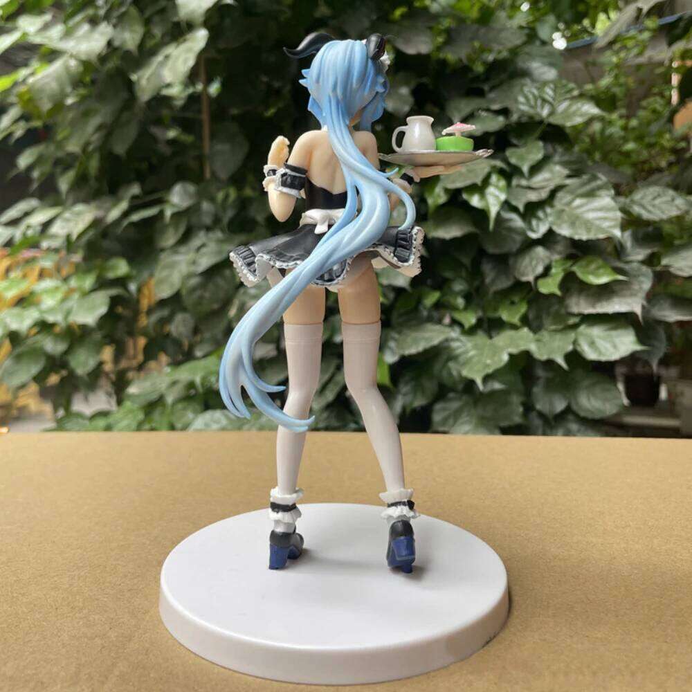 Game Character Beautiful Girl Ganyu Maid Tray Figurine, Desktop Ornament Gift
