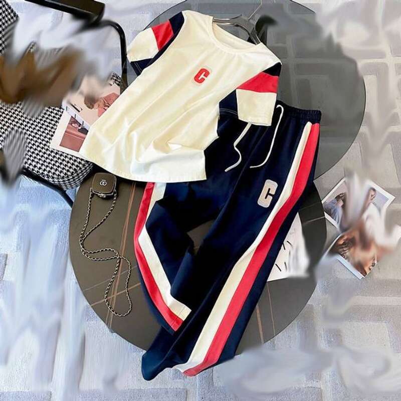 Women's Clothing Hooded Sportswear 2023 Summer New Slim Letter T Shirt Top Pants Casual Suit For Women