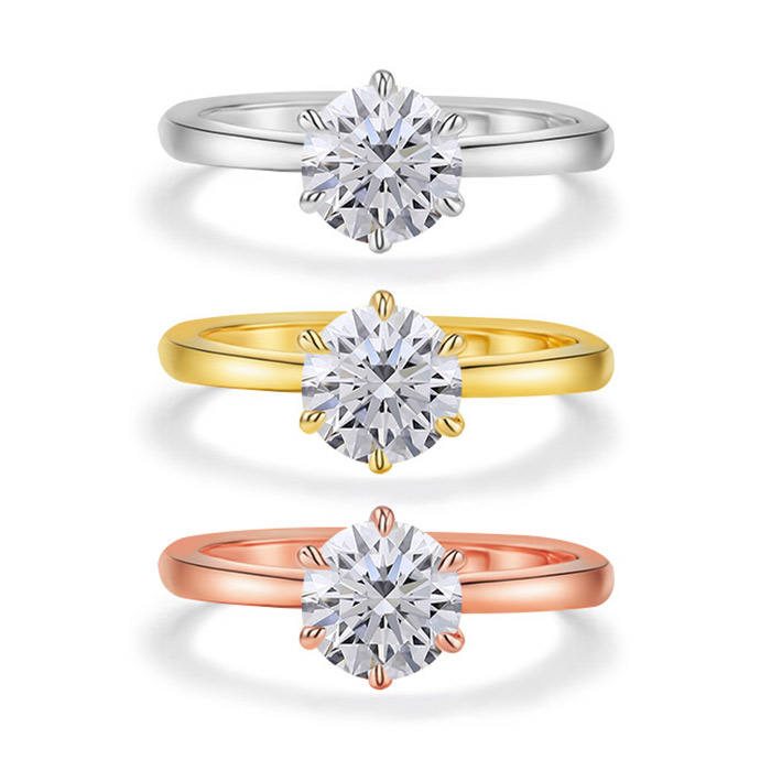 Customized Jewelry 1CT DE VS VVS IGI Tulip Setting Round Brilliant Cut Lab Diamonds 18K Gold Rings