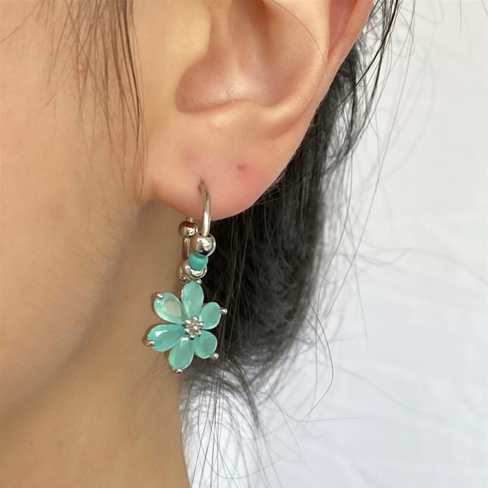 Crystal Flower Pendant Forest Style Fresh Fashion Niche Design Sense Light High-end Earrings for Women