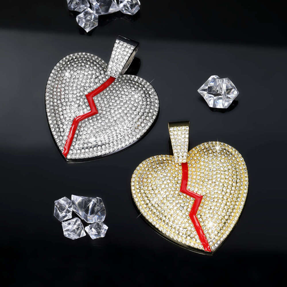 Inlaid Dia Oil Drop Heart Heartbreak Shape Fashion Trend Personality Creative Necklace Pendant