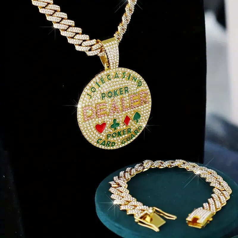 New Geometric Round Letter Creative Exaggerated Alloy Full Dia Hip-Hop Pendant