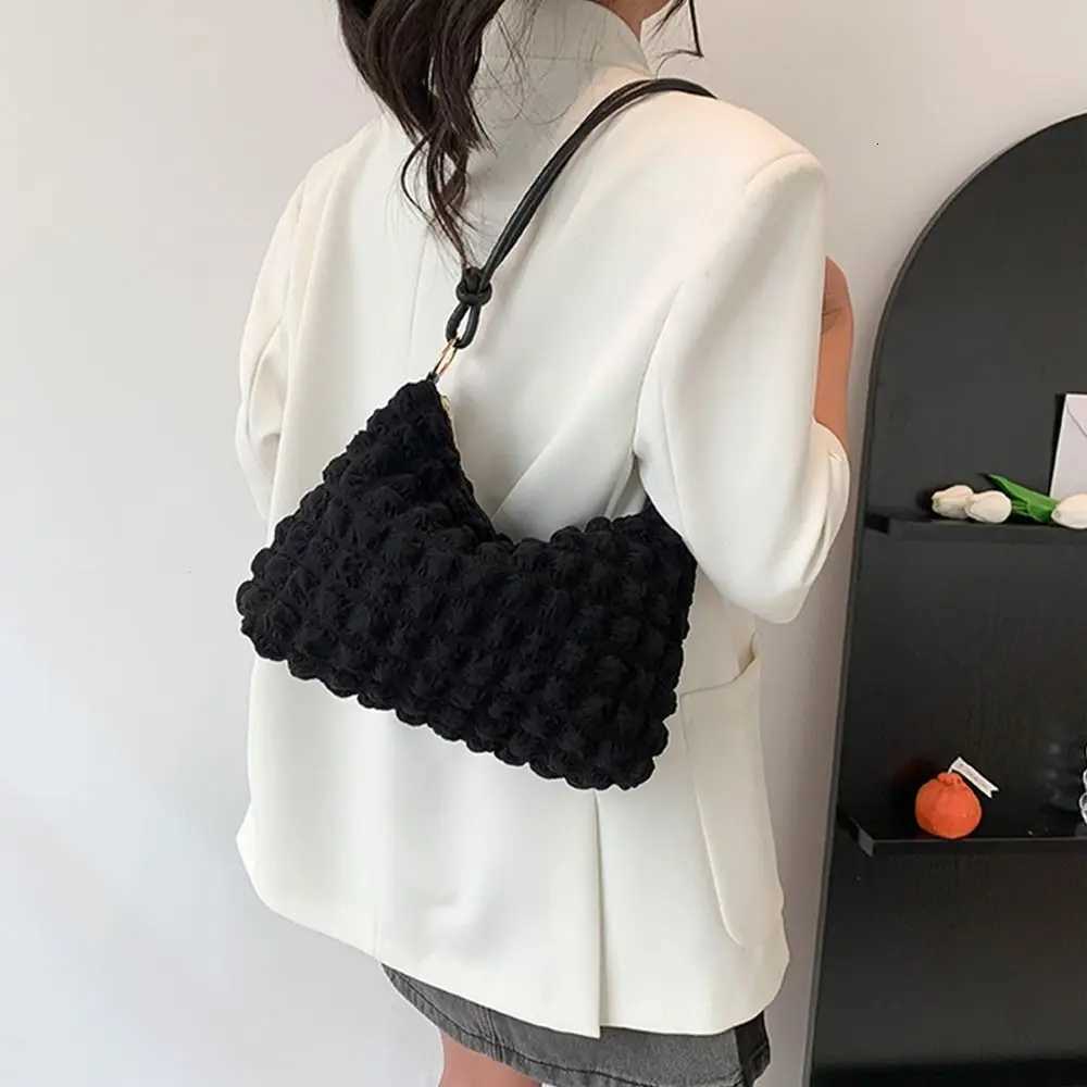Canvas Wrinkle Bag for Women Shoulder Bags Pleated Bubbles Handbags Padded Casual Underarm Quilted Bag Tote Cloud Bag Y250730