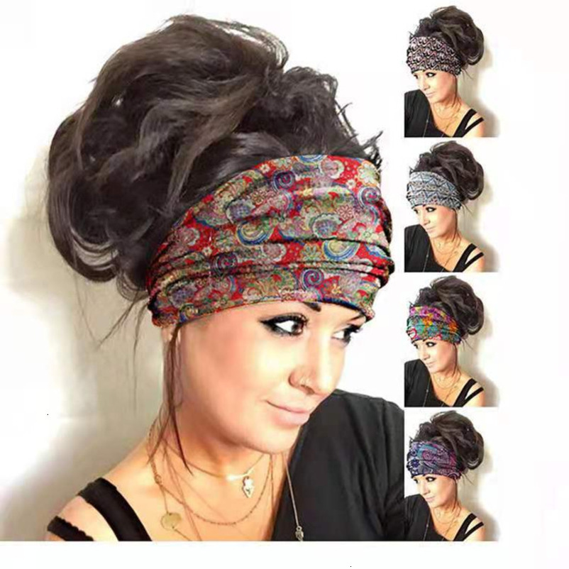 Hair Accessories Women 2025 Summer New Fashion Printed Yoga Wide Hairband