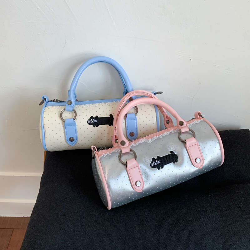 Cute Polka Dot Kitten Fashion Trend Versatile Simple Design College Student High-end Feel Single Shoulder Crossbody Handbag