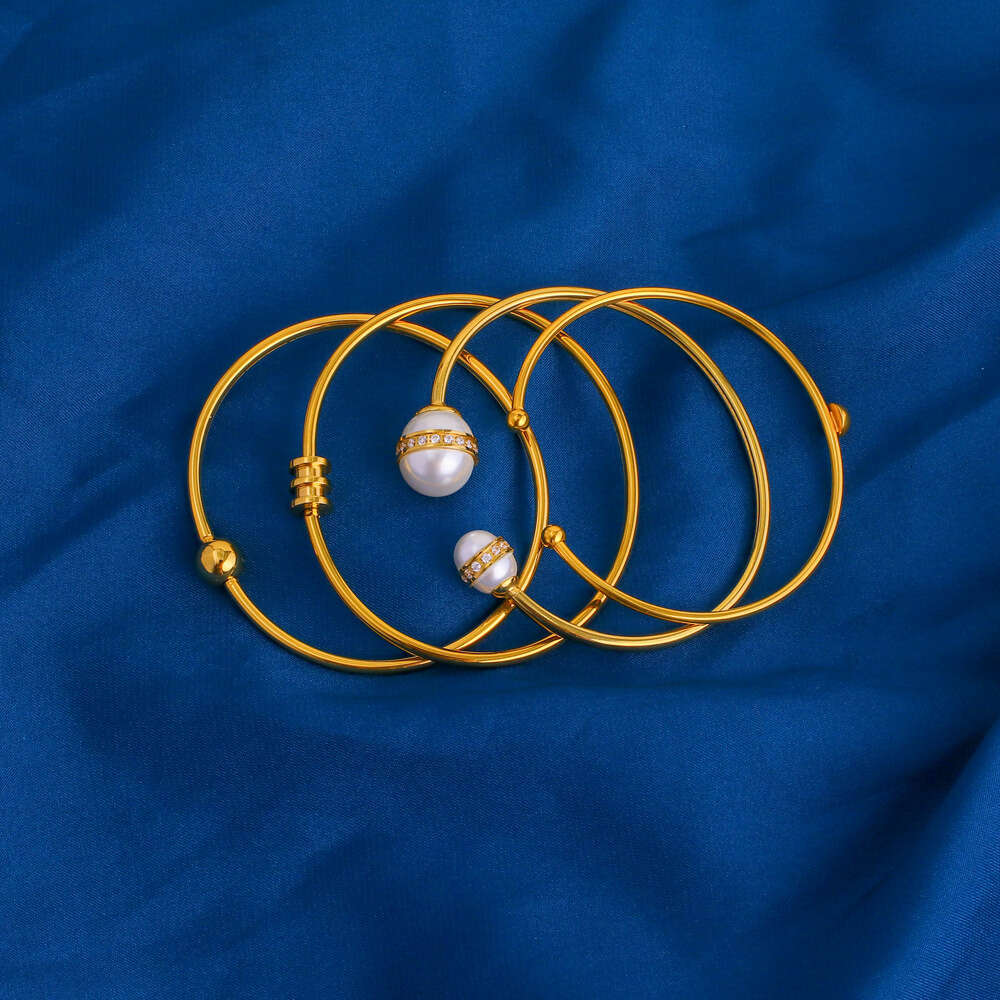 Fashion Stainless Steel Style Gold-Plated Small Waist Adjustable Plain Band Non-Fading Design Sense Bracelet