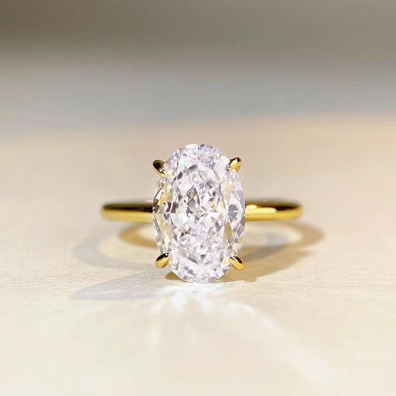 Band Rings Sterg Sier Promise Solitaire 3Ct Oval Moissanite Engagement Ring Women Dia Drop Delivery Jewelry Ot9 Free shipping