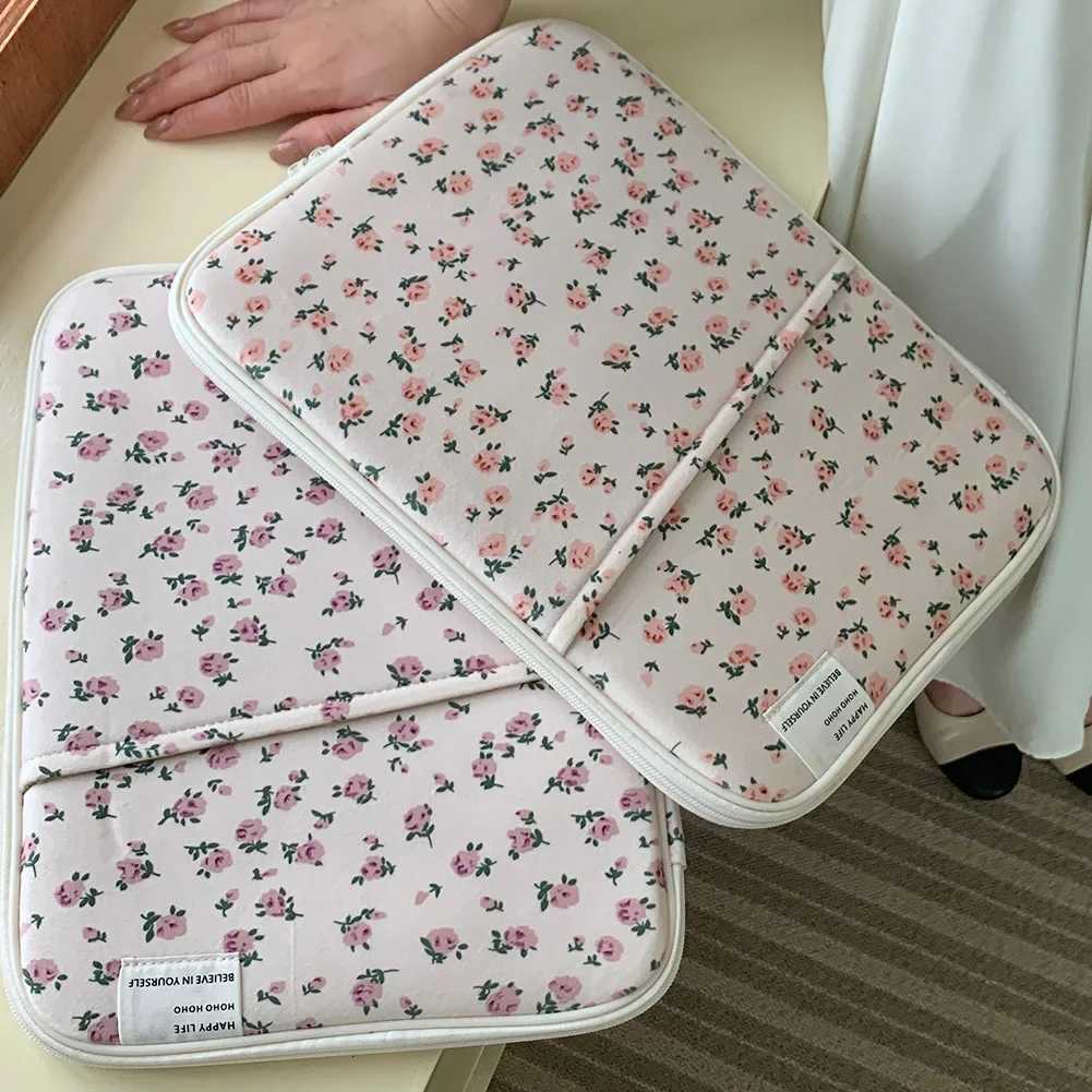 11/13in Floral Padded Laptop Case Shockproof Tablet Sleeve Case Portable Computer Cover Bag Soft Laptop Protective Bag y250730