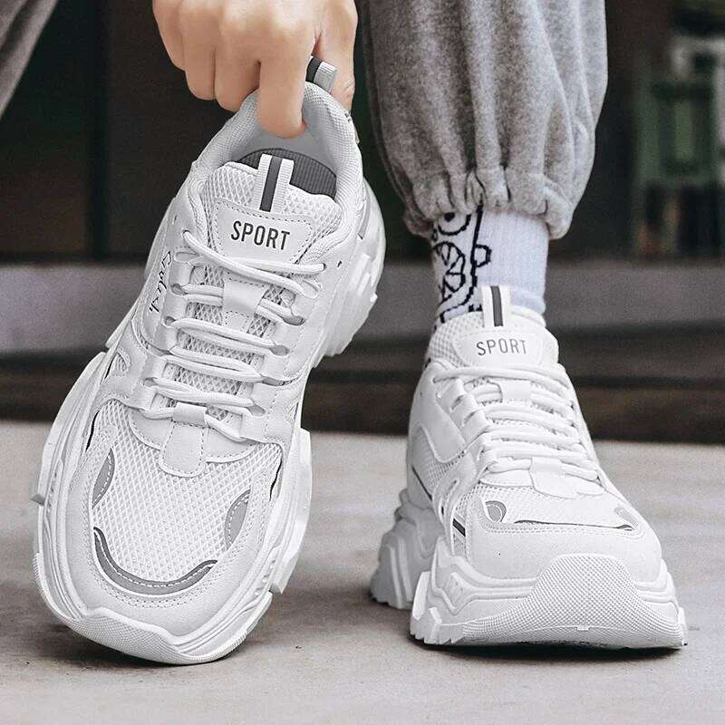 Men's thick casual mesh panel summer breathable soft soled running outdoor fashion sports shoes male sneakers