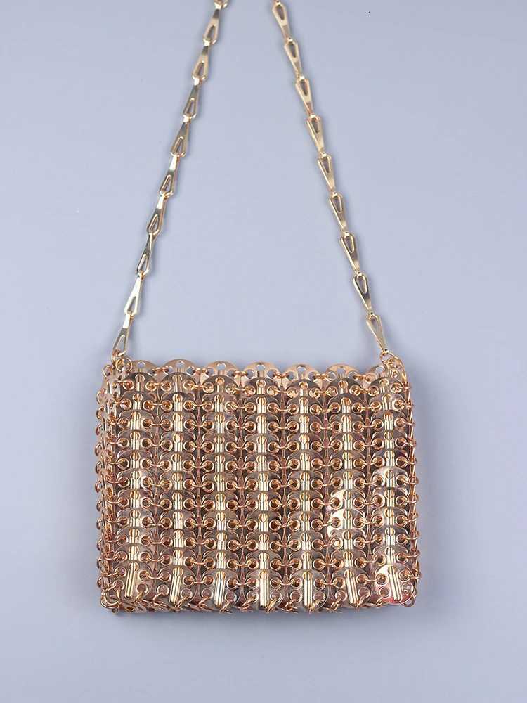 Popar Metal Sequins with Large Capacity Mobile Phone Crossbody Chain Bag DIY Handmade Bag for Womens Fashion Trend Y250730