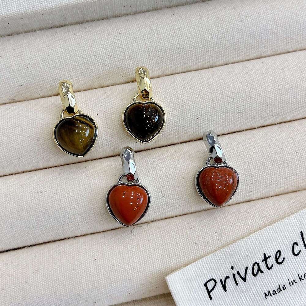 French Style Red Glaze Heart for Women Autumn Winter New Year High-end Earrings 0cc