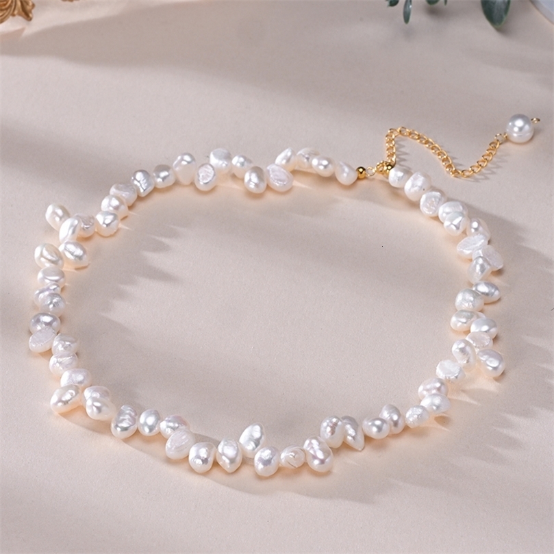 Natural Freshwater Pearls 6-7mm Irregular Interlaced Pearl Necklace S925 Sterling Silver Chain Fashion Jewelry Gifts for Women 250730