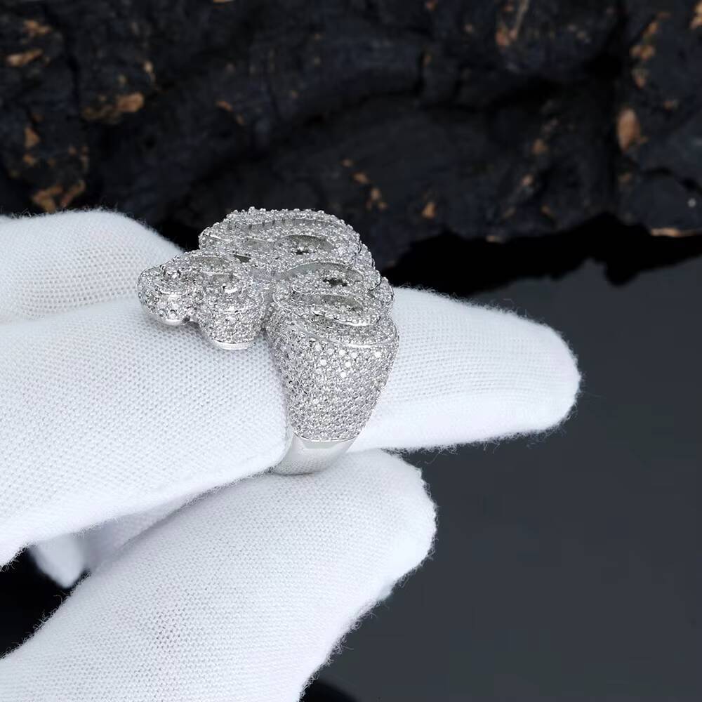 NUOYA New Design Iced Out Diamond Allah Ring Hip Hop Jewelry Fashion Silver Gold Plated Fire Ring for Men Women