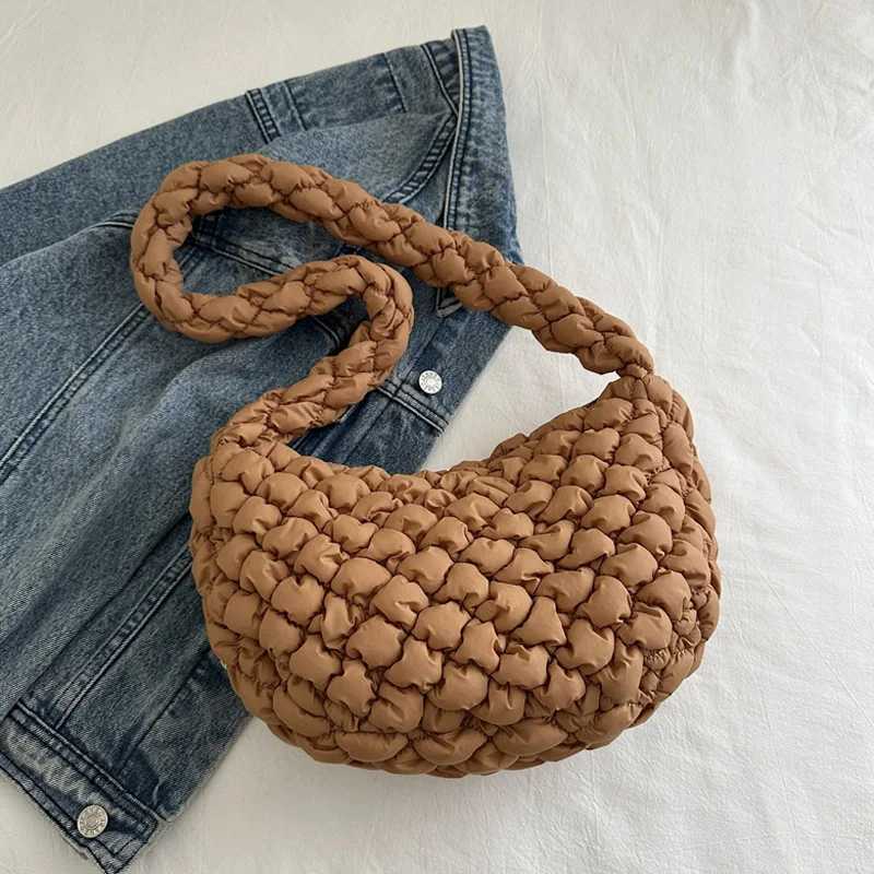 5 Winter Soft Pleated Plaid Shoulder Bags for Women Casual Handbags Versatile Crossbody Bags for Daily Use Y250730