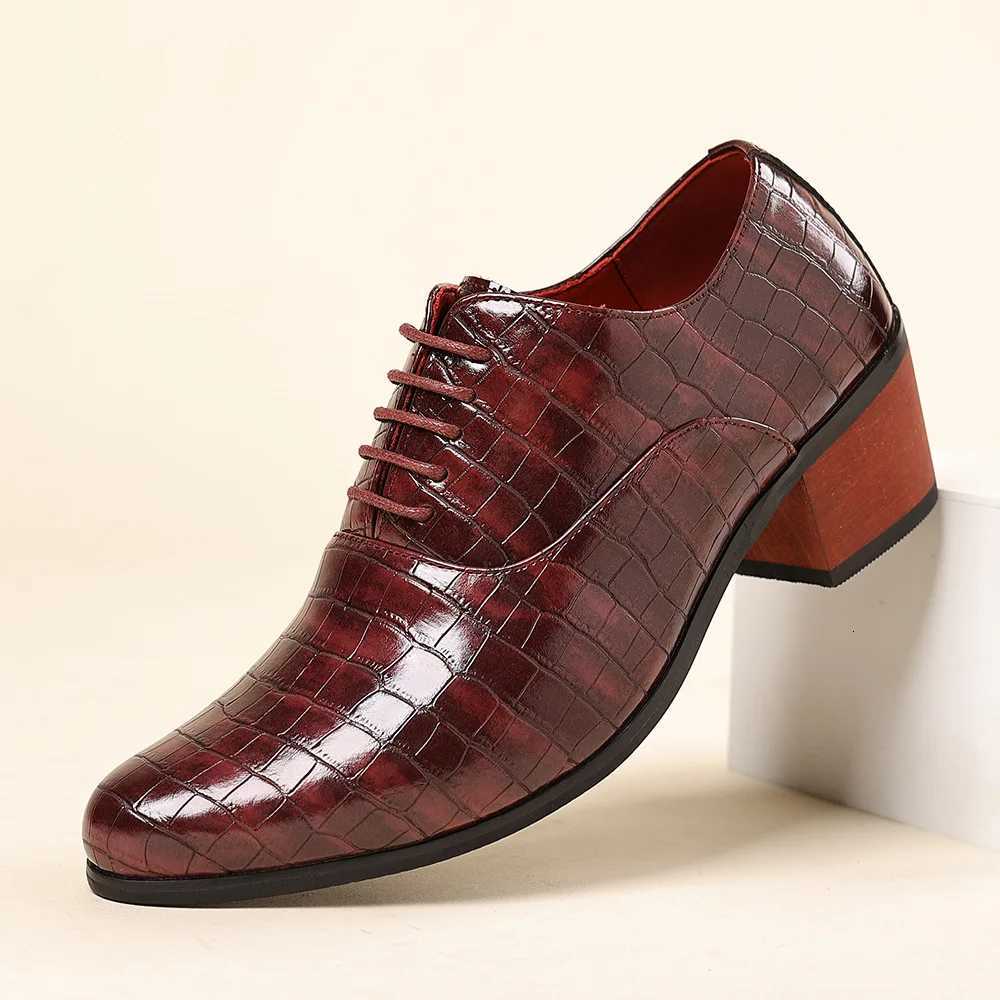 Luxury Red Mens Dress Shoes Elegant High-Heeled Leather Shoes For Men Pointed-Toe Comfortable Formal Shoes Mens Oxfords Shoes Y250731