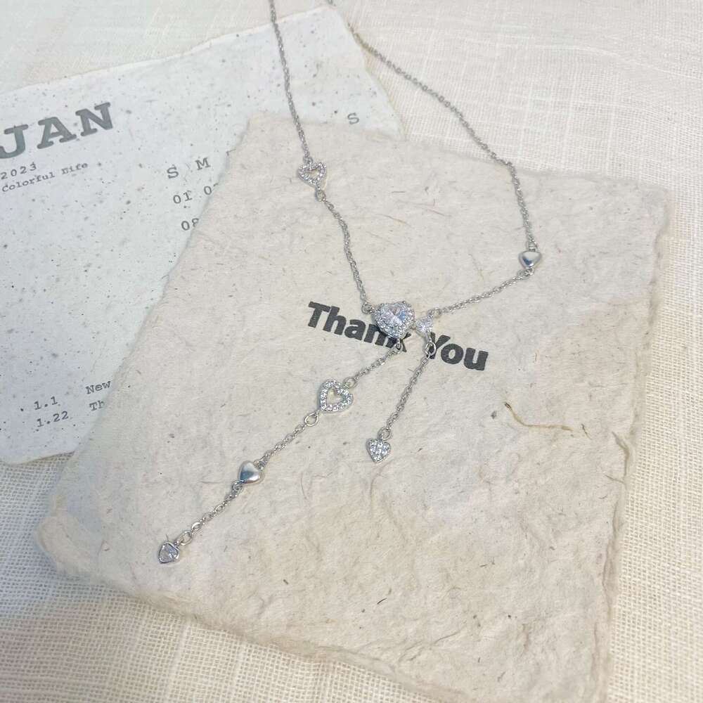 Fuxin Elegant Heart Tassel Necklace Niche Design Light Collarbone Chain High-end Versatile Hot Girl Accessory e93