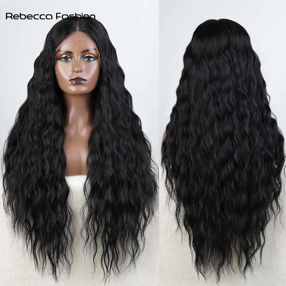 Rebecca Fashion Hair Synthetic Lace Front Wig Long Deep Wavy 30 Inch Ombre Blonde Ginger Lace Wigs For Black Women Heat Resistant Cosplay Wigs