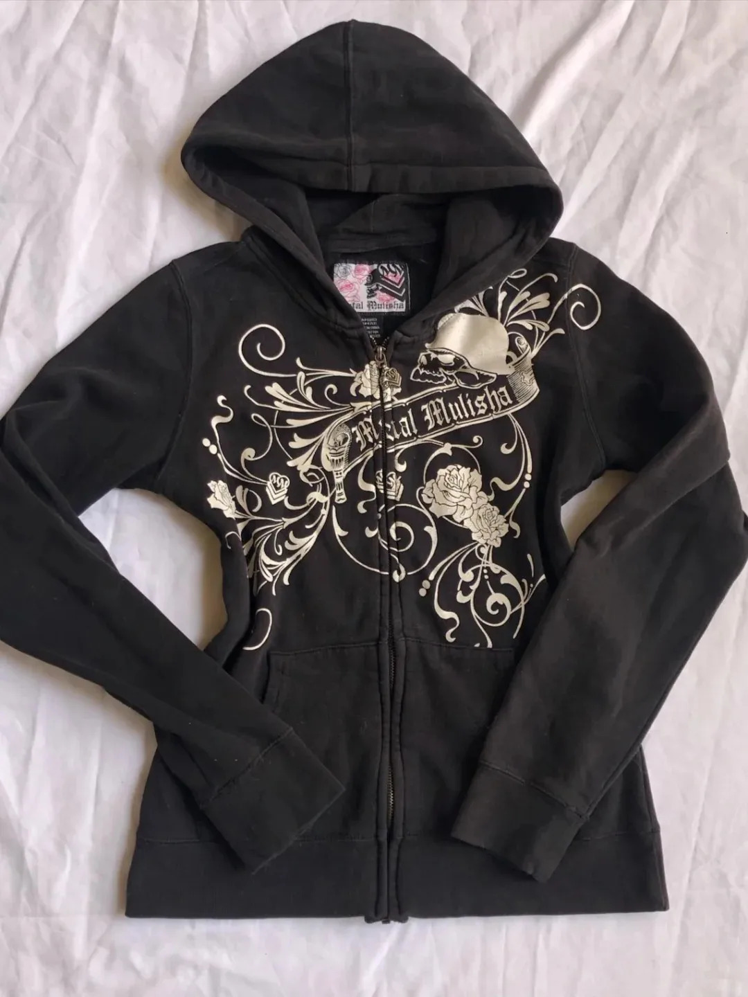 Winter Fashion Womens Clothing Y2k 2000s Graphic Hoodies Skull Gothic Streetwear Loose Hip Hop Zipper Hooded Girl Punk Tops w250729