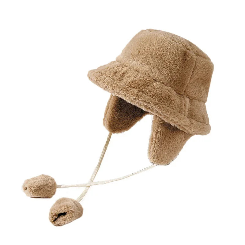 Winter Barrel Cap Cotton Fabric Ear Protection Cap Bomber Winter Warm Bucket Hat Hats for Women Golf Cap Hiking Hat Fur Hat 250724