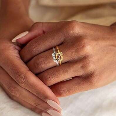 New Couple Stacked Double Section fashion casual Personality Friendship Love Heart Ring