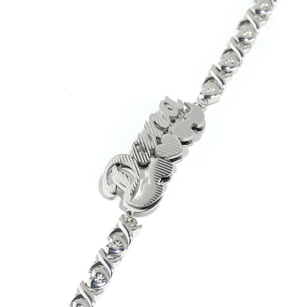 Personalized Custom Name Bracelet For Men And Women Hip Hop 2 Tone DIY English Letter Bangle Bracelets XO Chain Corrosion Cutting Hip Hop Rapper Jewel