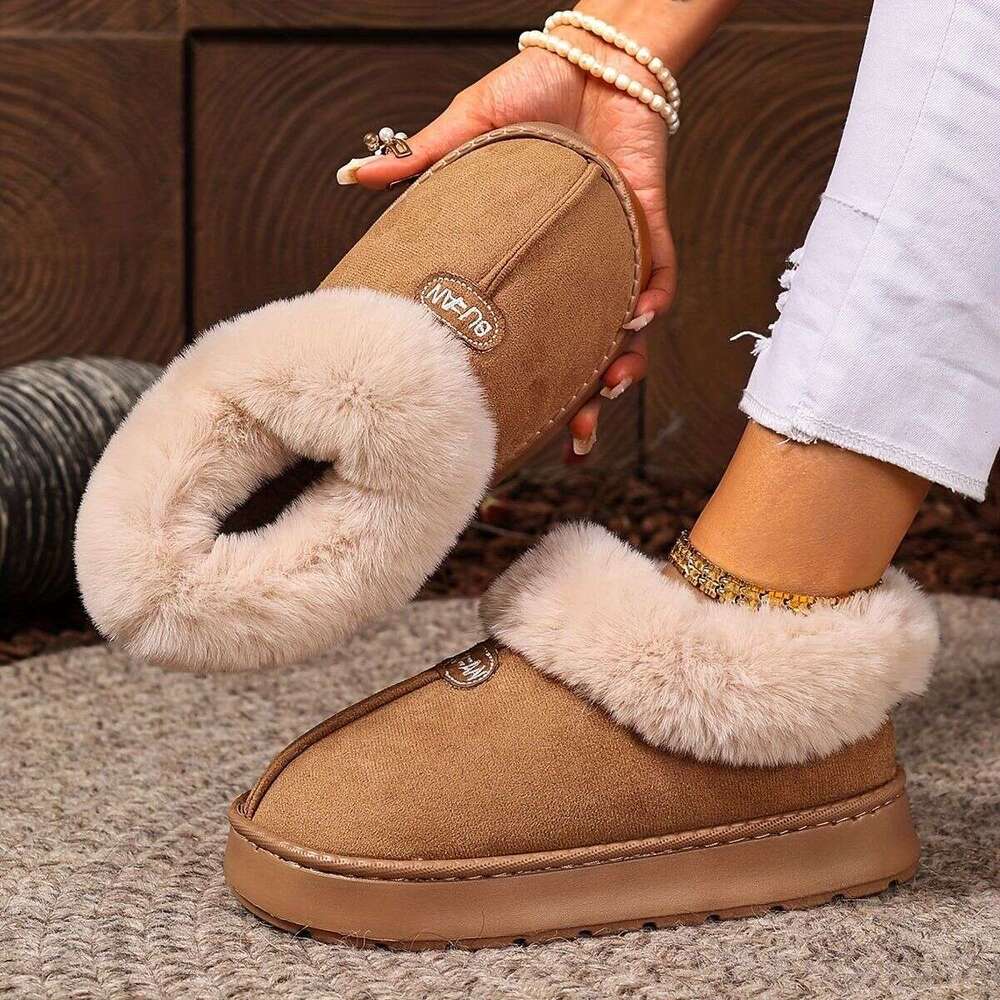 New Cotton Slippers Warm Thickened Couple Style Simple Autumn Winter Indoor Half-Wrapped Heel Home