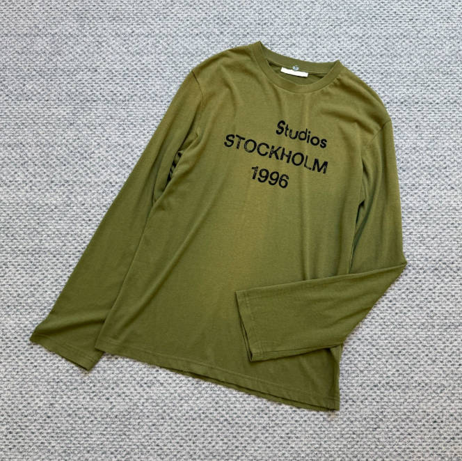 Acnes Shirt Womens Vintage Print Long Sleeve Sports Tshirt Luxury France Designer Stockholm 1996 Crewneck Sweatshirt Spring Summer Thin Style Tracksit Tops 489