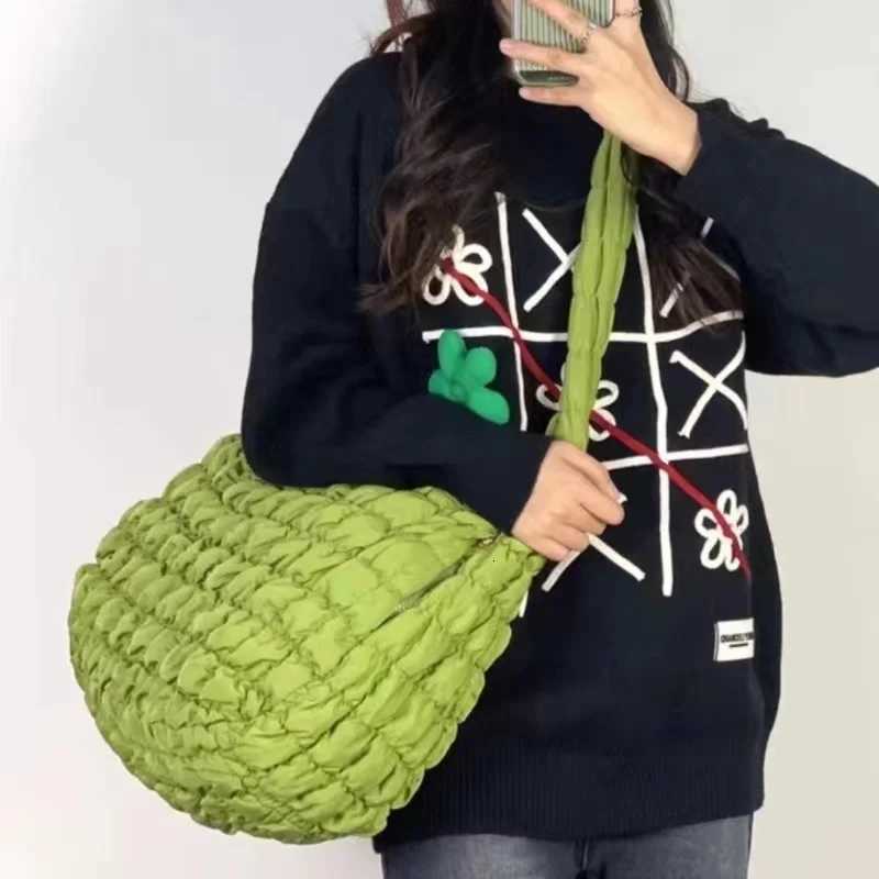 2K Style Casual Ruched Oversi Wen Shoder Bags Quilted Padded Crossbody Bag Large Capacity Nyl Tote Big Shopper Purses Y250730