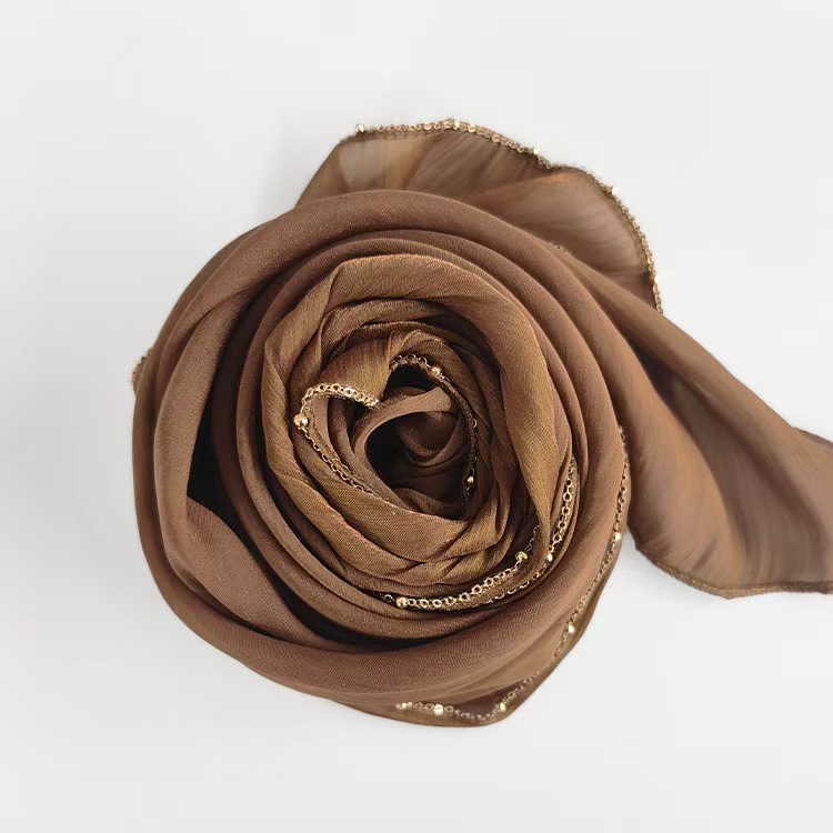 T1345 chain high-end new bright satin crepe luxury headscarf
