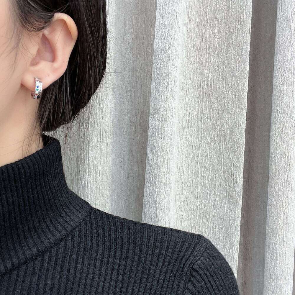 Light Pure Sier Rainbow Lucky 2024 New Korean Style Simple Versatile Niche Design Earrings c46