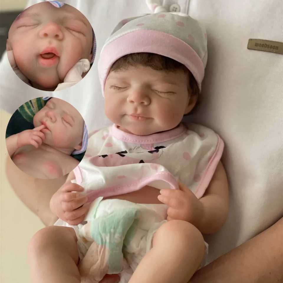 45cm Can Open Mouth Pascale Solid Silicone Reborn Baby Girl With Rooted Hair Washable Lifelike Realistic Newborn Baby Doll XJ250730