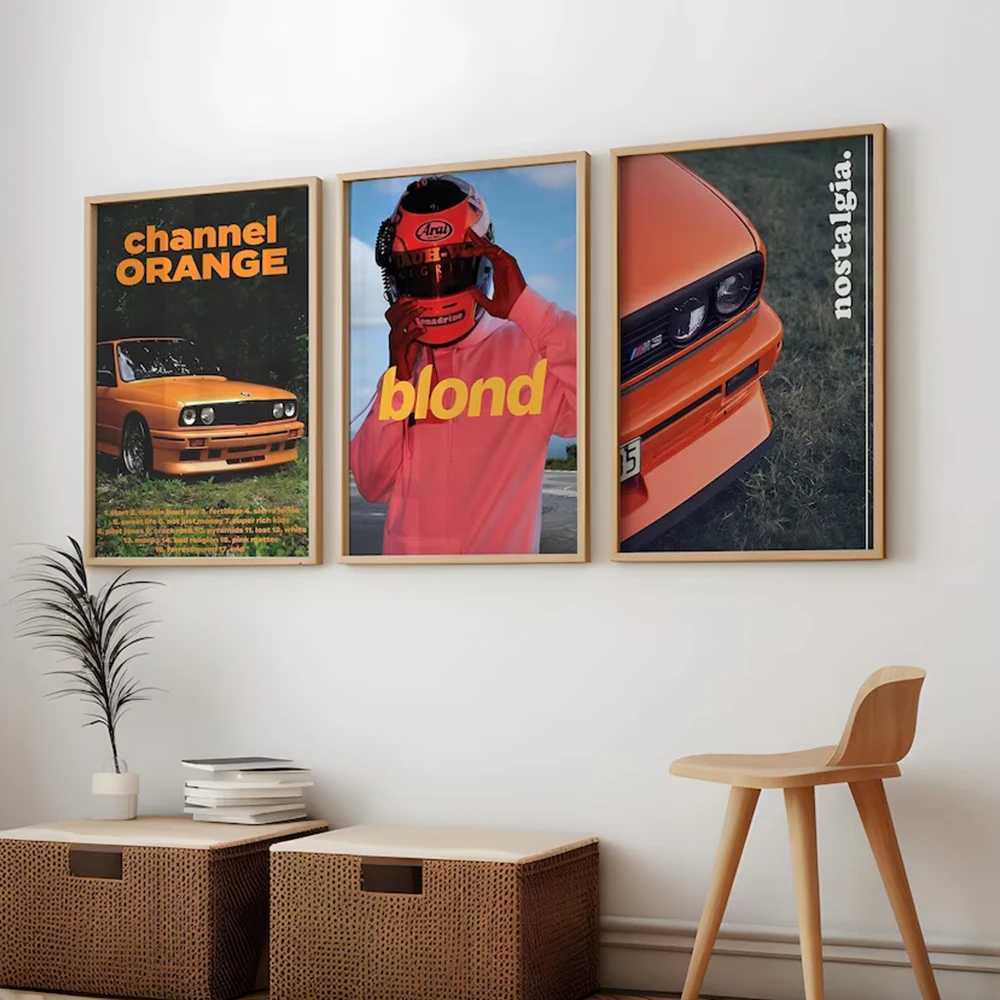 Modern Racing Blond Frank Ocean Cars Rap Hypebeast Fashion Wall Art Canvas Painting Posters for Living Room Home Decor Y250624