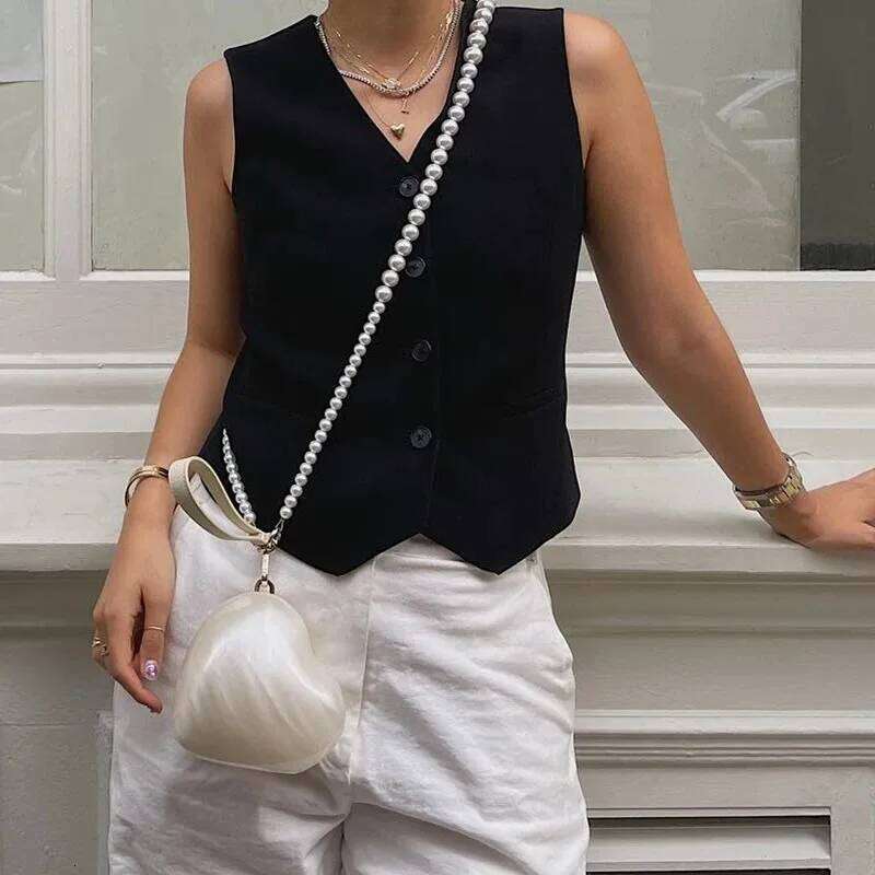 Fashion Acrylic Hearts Pearl Chains Shoulder Crossbody Bags Bos Evening Bag Small Party Purses for Girls 2025