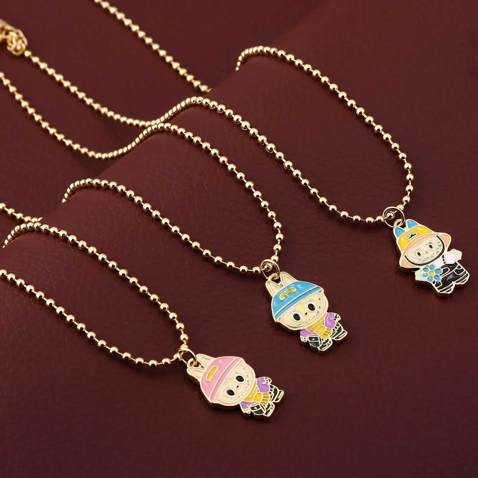 New Cartoon Elf Alloy Oil Drip Pendant Necklace Fashion Versatile Delicate Collar Chain Jewelry Set for Women Y250730