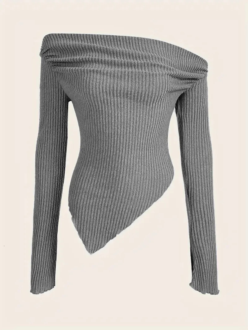 fashion solid color selling onelength neck womens longsleeved Tshirt 250729